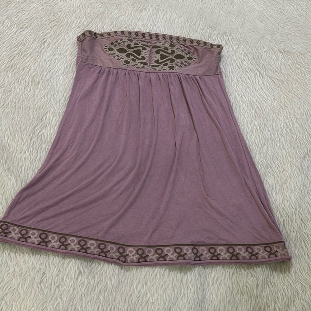Purple embroidered strapless dress size large